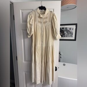 SEA NY Elegant Cream Button-Down Dress